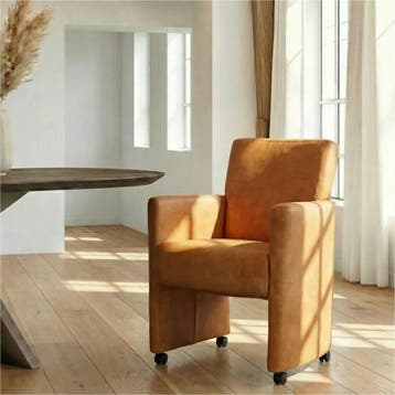 Leren eetkamerstoel Elegant - Kenia Cognac (cognac) - Met, Eigentijds, Modern, Bruin, Nieuw, Leer