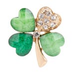 Fako Bijoux - Broche - Klavertje Vier - Groen - Kristal -, Verzenden