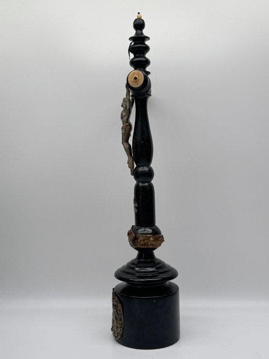 Crucifix - Hout, Messing - 1800-1850, Antiquités & Art, Art | Art non-occidental