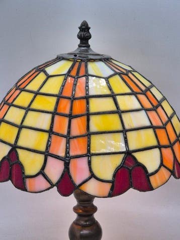 Lamp - Glas, Metaal - Tiffany-stijl tafellamp – gekleurd, Antiek en Kunst