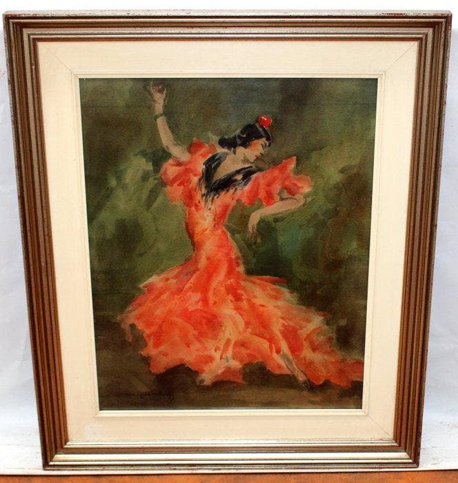 Miguel Martínez Verchili (1898 - 1989) - Bailadora, Antiquités & Art, Art | Peinture | Classique