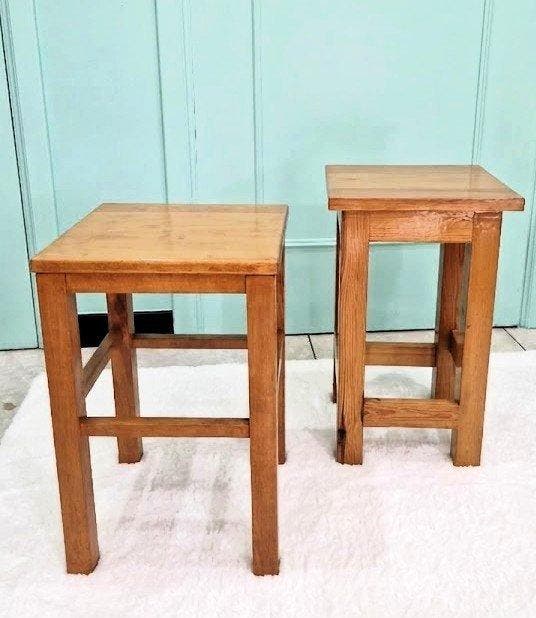 Tabouret - Bois - Deux tabourets vintage, Antiquités & Art, Art | Objets design