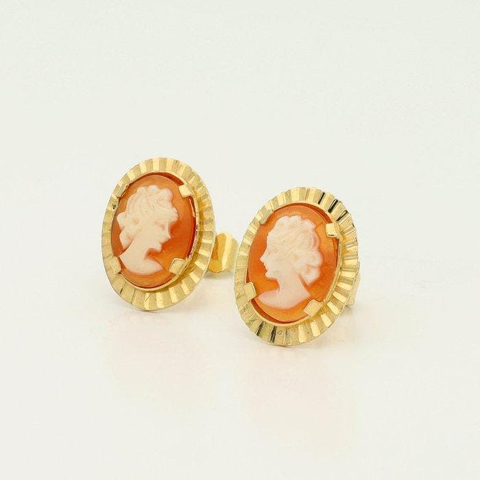 Oorstekers - 14 karaat Geel goud - Camée, Handtassen en Accessoires, Antieke sieraden