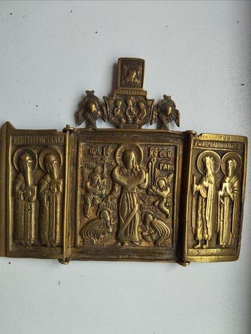 Icoon - Christus Smolenskiy en de Heiligen. Triptychon -