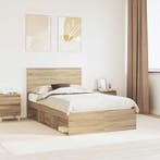 vidaXL Bedframe met hoofdeinde Sonoma 120 x 190 cm Massief, Huis en Inrichting, Slaapkamer | Bedden, Verzenden, Nieuw