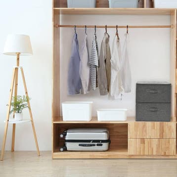 vidaXL Opbergboxen 2 st 43x34x23 cm stof antracietkleurig, Verzenden