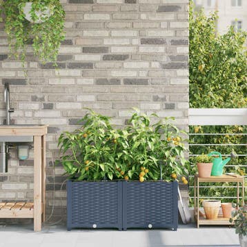 vidaXL Plantenbak 2 st Grijs 80 x 40 x 37,5 cm PP, Tuin en Terras, Verzenden, Nieuw