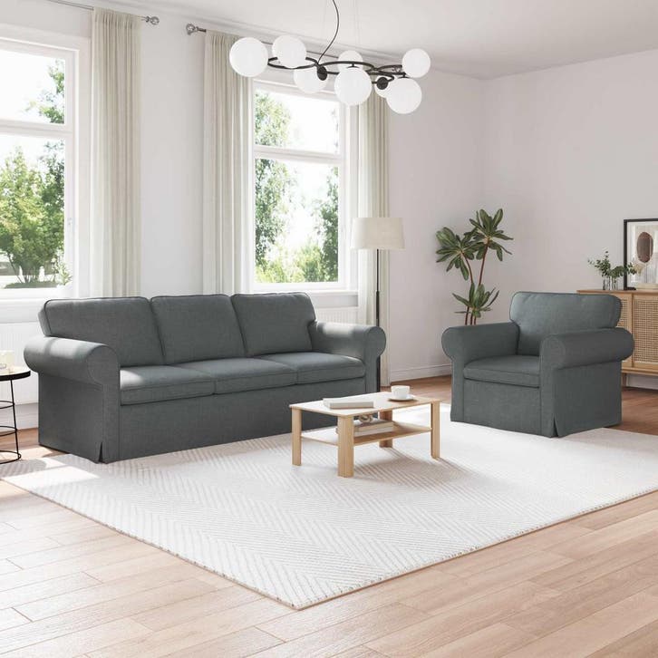 vidaXL bank / zetel 2 pcs Donkergrijs 215 x 82 x 80 cm Stof, Maison & Meubles, Canapés | Salons, Envoi