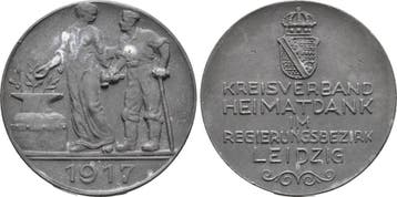 Zinkmedaille Kreisverband 1917 Leipzig Stadt:, Postzegels en Munten, Penningen en Medailles, Verzenden