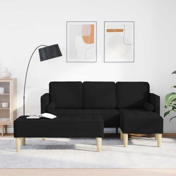 vidaXL bank / zetelstel 2 st Zwart Polyester, Verzenden, Nieuw