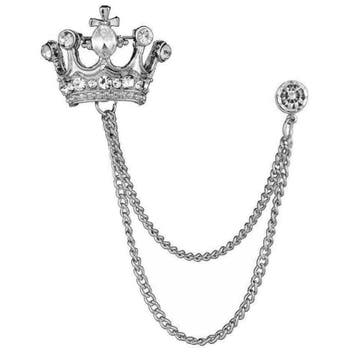 Fako Bijoux - Broche - Kroon - Kristal - 35x27mm -, Verzenden
