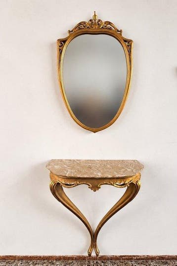Console (2) - Bois, Marbre, Verre