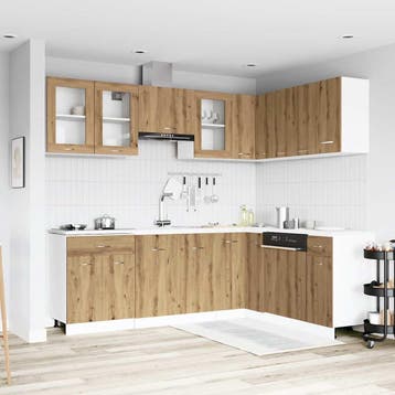 vidaXL 11-delige Keukenkastenset Lyon bewerkt hout, Verzenden, Nieuw