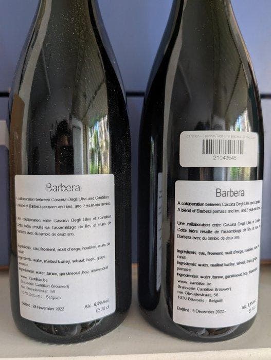 Cantillon - Barbera 2022 en 2023 - 75cl - 2 flessen, Collections, Vins