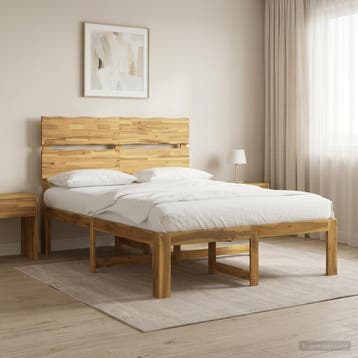 vidaXL Tweepersoonsbed met hoofdbord ROSTOCK Wit 140 x 200, Huis en Inrichting, Slaapkamer | Bedden, Verzenden, Nieuw