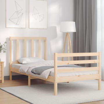 vidaXL Bedframe met hoofdbord massief hout, Verzenden, Nieuw