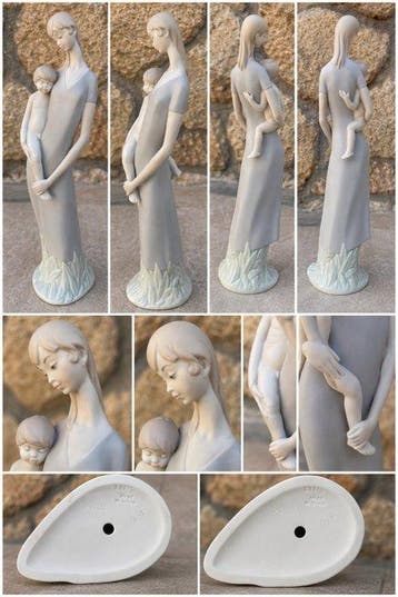 Lladró - Figuur - Madre con Niño - Biscuit porselein, Antiquités & Art