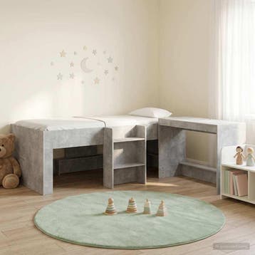 vidaXL Kinderhoogslaper met bureau 2 st Betongrijs Bewerkt, Huis en Inrichting, Verzenden, Nieuw