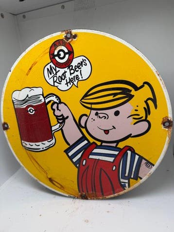 A&W - A&W Root Beer bord - Enseigne en émail - Émail, Métal
