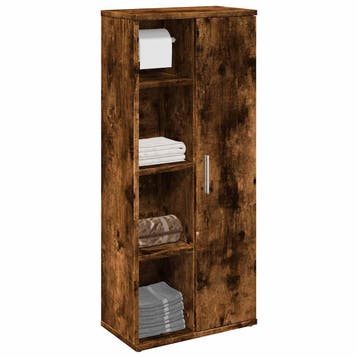 vidaXL Badkamerkast met rolhouder 39x22x90 cm gerookt, Verzenden