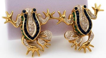 Boucles doreilles - 9 carats Or jaune, Or blanc Diamant