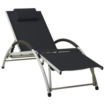 vidaXL Ligbed met kussen textileen zwart, Tuin en Terras, Verzenden, Nieuw