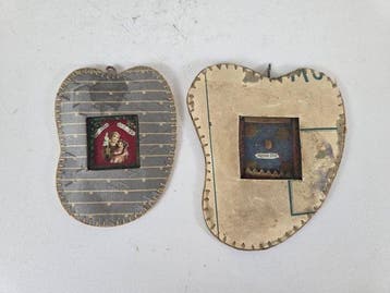 Reliekhouder - Textiel, Was, Papier, Glas - 1850-1900 -