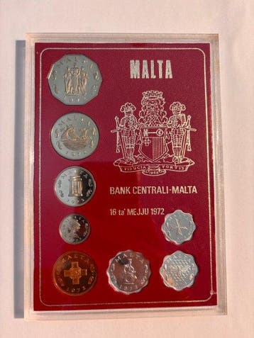 Malte. Serie divisionale 1972 Proof (Sans prix de réserve), Postzegels en Munten