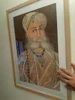 Groot portret van een Sikh-dignitarie uit Punjab 59 cm x 47, Antiek en Kunst