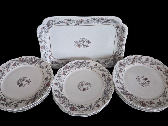 Haviland &Co Limoges - Gebak/taartset (10) - Porselein, Antiek en Kunst, Antiek | Meubels | Tafels