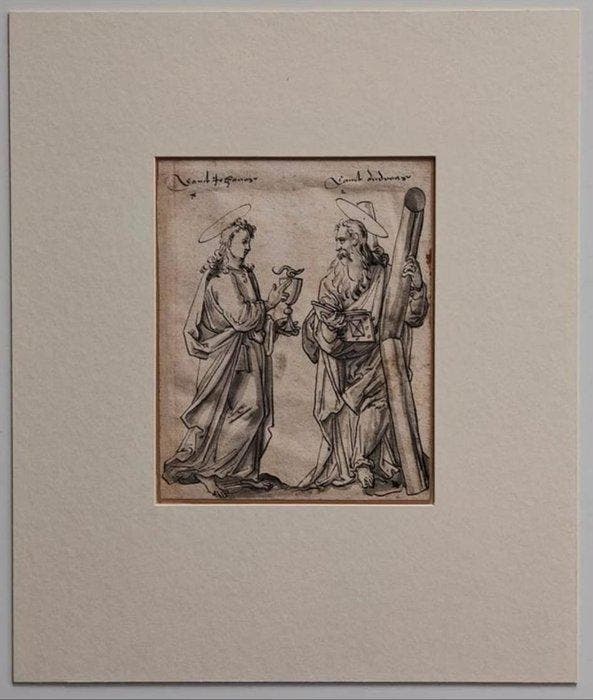 Europäische Schule (XVI-XVII) - Die Apostel Johannes und, Antiek en Kunst, Kunst | Schilderijen | Klassiek
