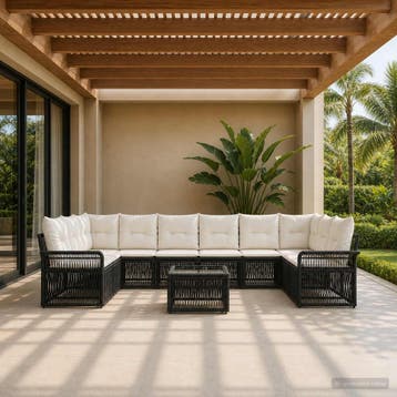 vidaXL Tuinbank Set 11 st Zwart poly rattan, Verzenden, Nieuw
