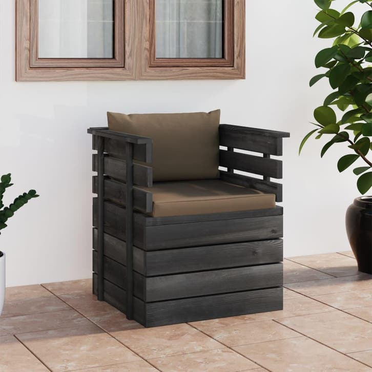 vidaXL Tuinfauteuil met kussens pallet grenenhout, Jardin & Terrasse, Ensembles de jardin, Envoi