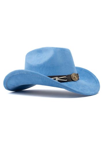 KIMU® Cowboyhoed Blauw Gevlochten Band Verstelbaar t/m 59 Bl, Ophalen of Verzenden, Nieuw