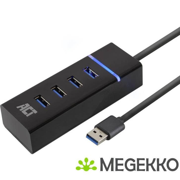 ACT USB Hub 3.2, 4x USB-A, zwart, Computers en Software, USB Sticks, Nieuw, Verzenden