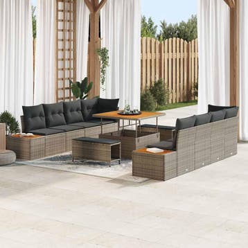 vidaXL Tuinbank Set 11 st 10-Aantal zitplaatsen Grijs Poly, Verzenden