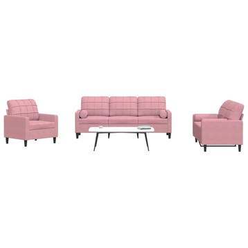 vidaXL 3-delige Loungeset met kussens en bolsters fluweel, Verzenden, Nieuw