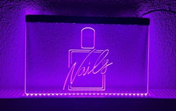 Nagels nails neon bord lamp LED verlichting reclame lichtbak, Verzenden, Nieuw
