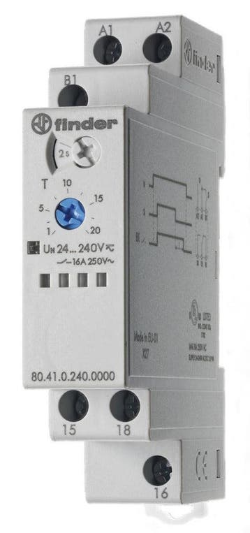 Finder 80.41 Relais Temporisé 16A 24-240V CA/CC Retard, Verzenden