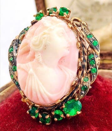 Zonder minimumprijs - Ring - 9 kt. Roségoud, Zilver Smaragd, Bijoux, Sacs & Beauté