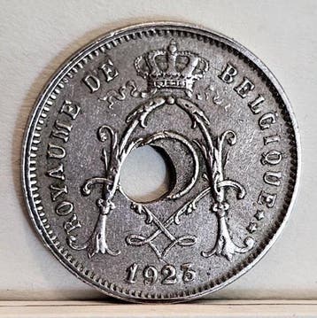 België. Albert I. 5 Cents 1923 mint error, Michaux type,, Postzegels en Munten