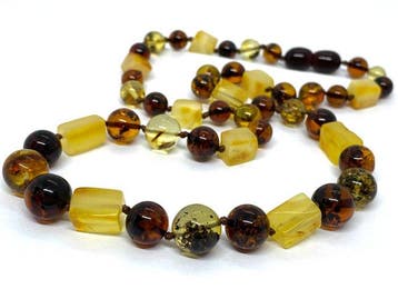 Warme Geometrie - Baltische barnsteenketting - Uniek, Nieuw