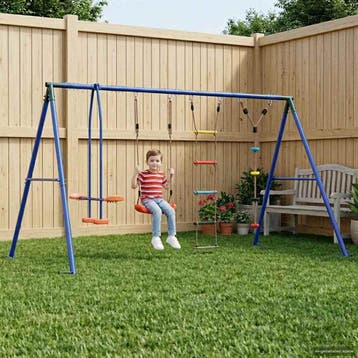 vidaXL Buiten Schommelset Meerkleurig Staal en PE, Kinderen en Baby's, Verzenden, Nieuw