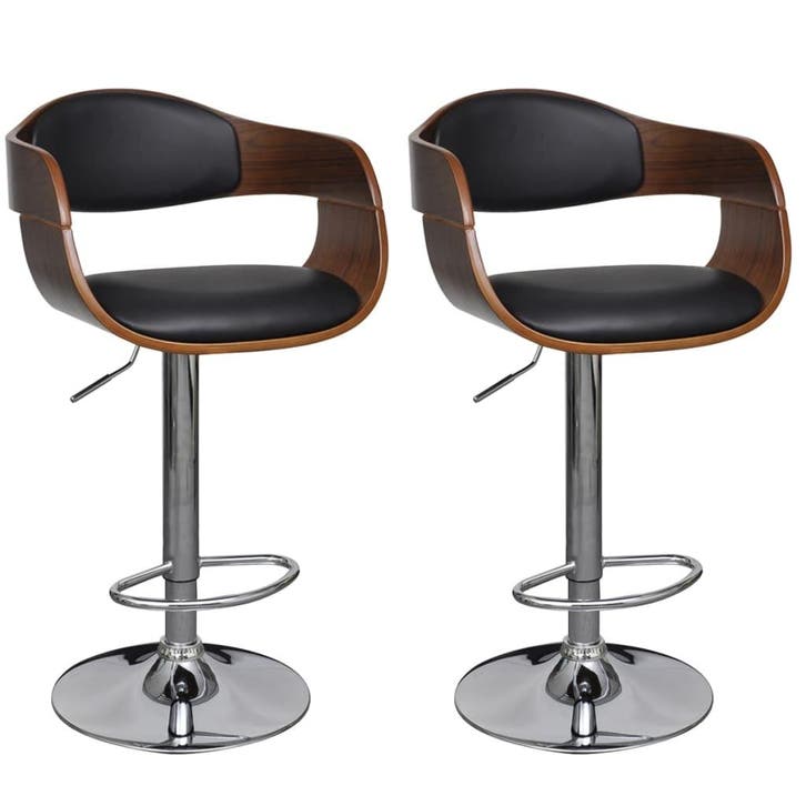 vidaXL Barkrukken 2 st gebogen hout en kunstleer, Maison & Meubles, Tabourets de bar, Envoi