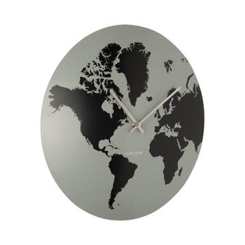 Karlsson Wandklok World Map grijs | Retourdeal 29% korting, Verzenden, Nieuw