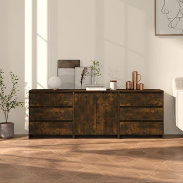 vidaXL 3 st Dressoirs bewerkt hout gerookt eikenkleurig, Verzenden