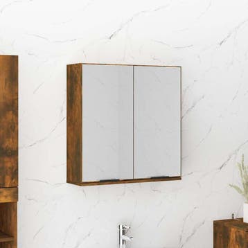 vidaXL Badkamerkast met spiegel 64x20x67 cm gerookt, Verzenden, Nieuw