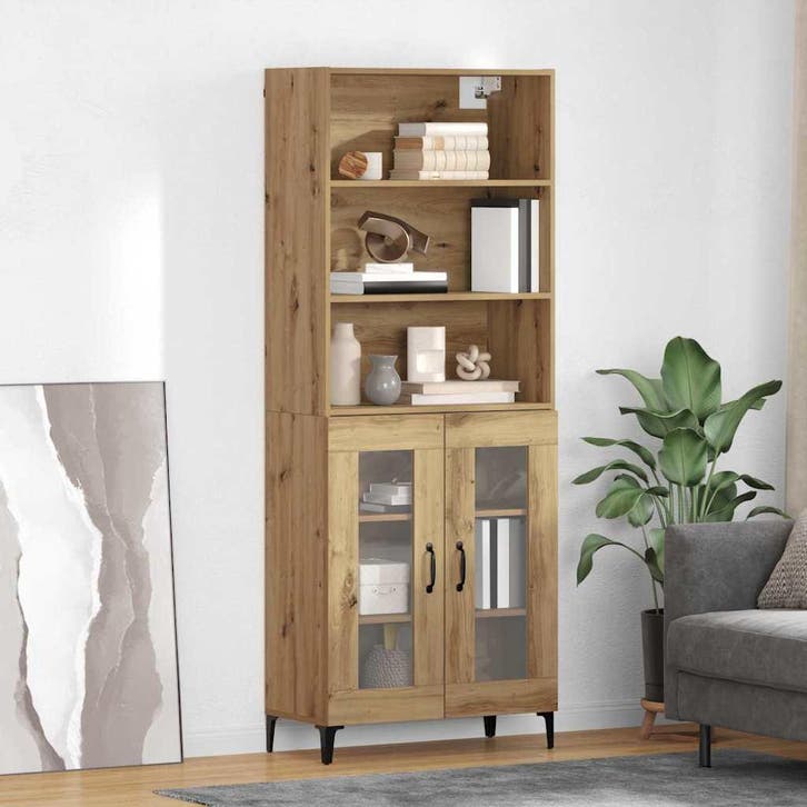 vidaXL Highboard Artisan Eiken 69,5 x 34 x 180 cm Bewerkt, Huis en Inrichting, Kasten | Dressoirs, Nieuw, Verzenden
