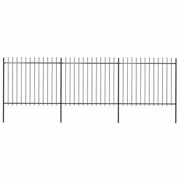 vidaXL Tuinhek met speerpunt staal 504x150 cm zwart, Verzenden