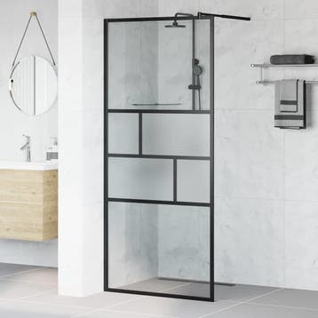 vidaXL Inloopdouchewand Zwart 90 x 195 x 0,5 cm Glas en, Verzenden